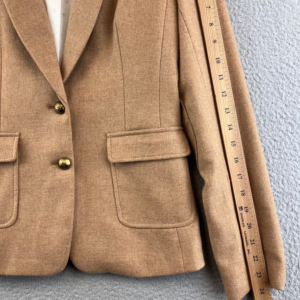 Banana Republic Jacket Blazer Wool Blend Tan Gold Button Size 2 - Picture 7 of 12